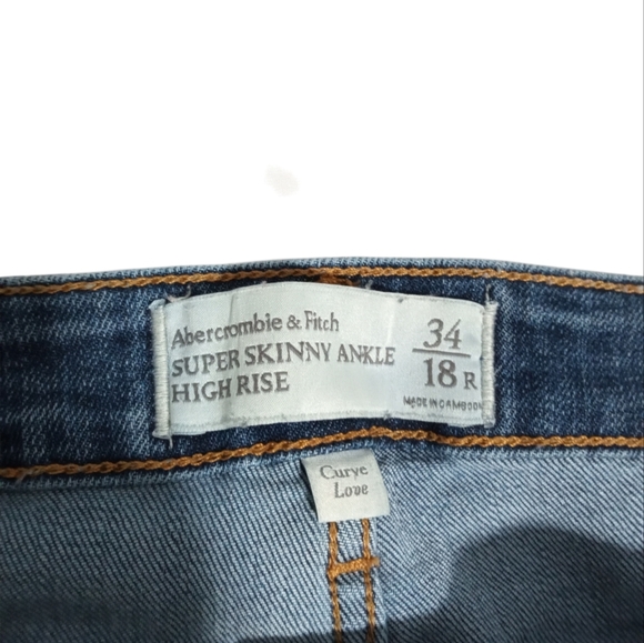 Abercrombie & Fitch High Rise Super Skinny Ankle Jeans Medium Wash Stretch Denim - Picture 2 of 9